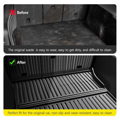 For Tesla Model Y Juniper 2025 2026 Trunk Mat TPE Waterproof Anti-Slip Anti-Scratch Integrated Cargo Liner Car Backrest Pad