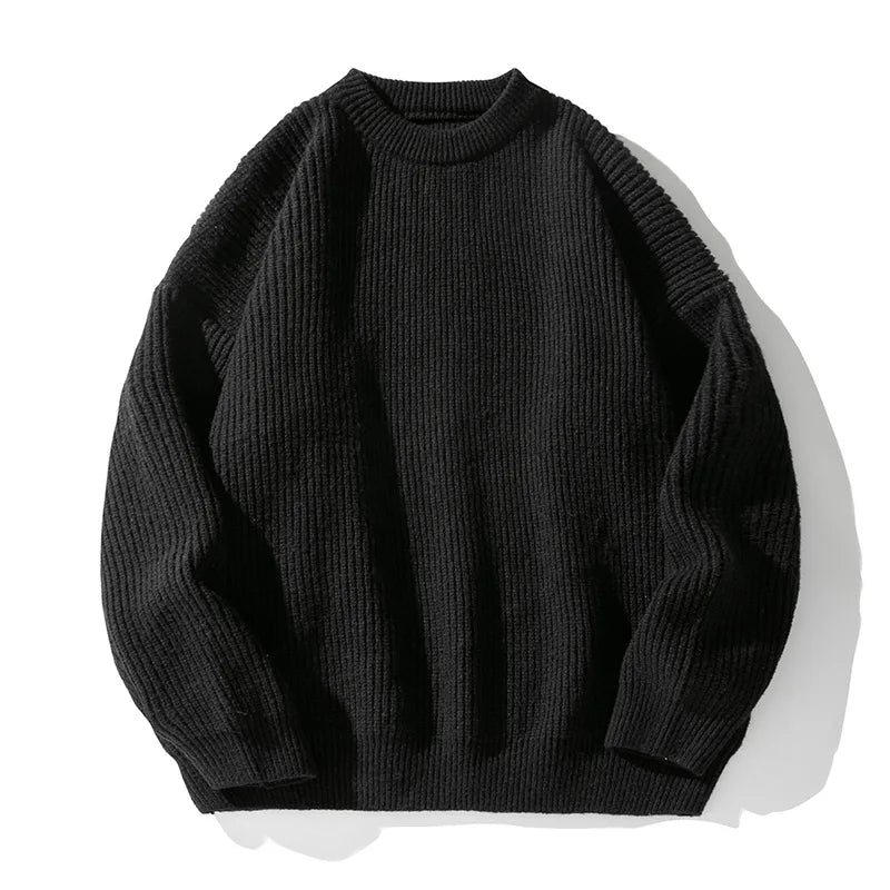 Men's 18oz Heavyweight Chunky Knit Sweater Basic Crew Neck Solid Color Textured Streetwear Winter Thermal Non-Scratch Top