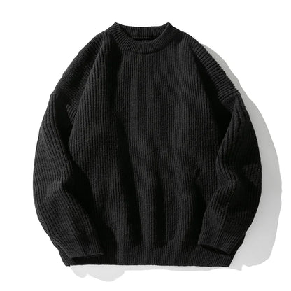 Men's 18oz Heavyweight Chunky Knit Sweater Basic Crew Neck Solid Color Textured Streetwear Winter Thermal Non-Scratch Top