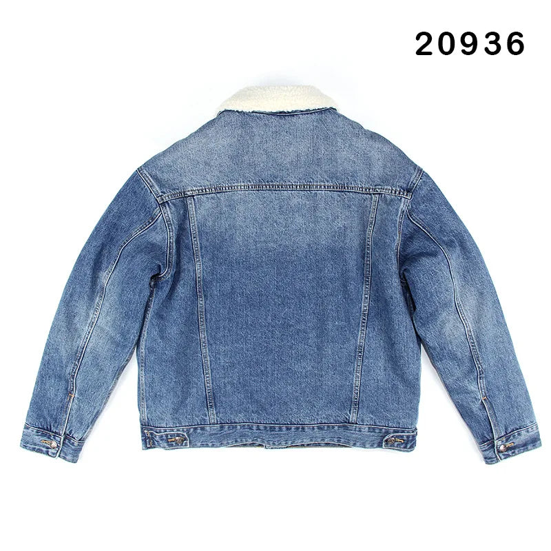 High Quality 350g Fleece Lined Denim Men Winter Thick Warm Coat Fashion