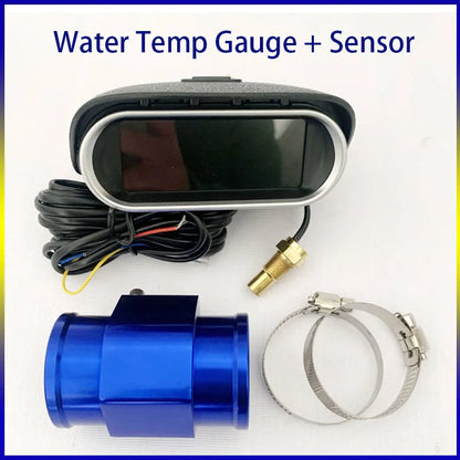 12V 24V Digital Water Temperature Gauge + Volt Water Temperature Sensor Head Plug Joint Pipe Sensor Radiator Hose Adapter 1/8NPT