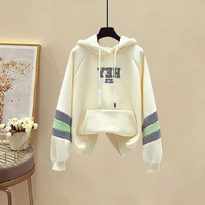 Sports Set for Women in Spring and Autumn New Korean Version Color Blocking Hooded Top Casual Pants Age Reducing Two-piece Set