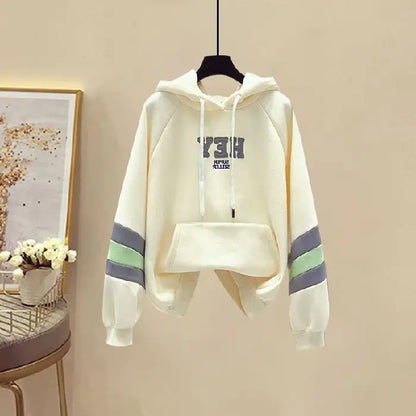 Sports Set for Women in Spring and Autumn New Korean Version Color Blocking Hooded Top Casual Pants Age Reducing Two-piece Set