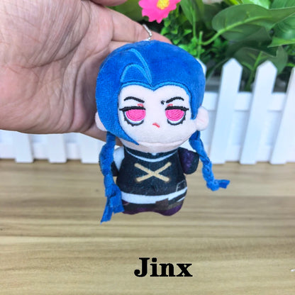 In Stock 10cm Cute Cosplay Anime Game Powder Jinx / Machine Herald Viktor / Caitlyn Kiramman Plush Toys Keychain Plushie Doll