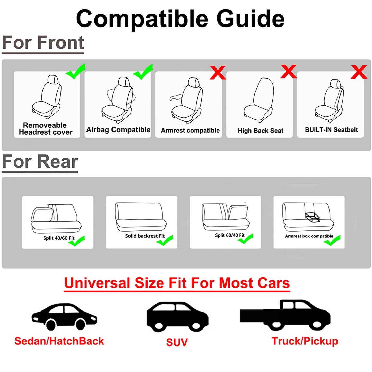 AUTOKING High Back Car Seat Covers Leather Seat Covers Universal Size Fit For Most Car SUV Truck Vans Accessories Interior