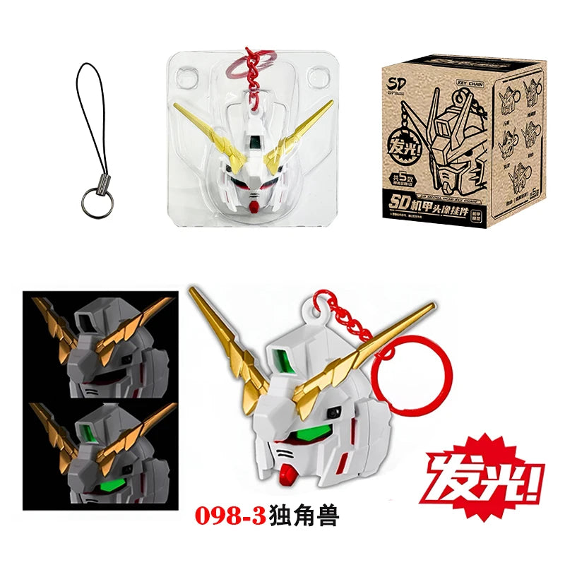 SD Rx-78-2 Luminous Head Keychain Desktop Ornament Backpack Charm Pvc Model Collectible Anime Figure Trendy Toy Gift