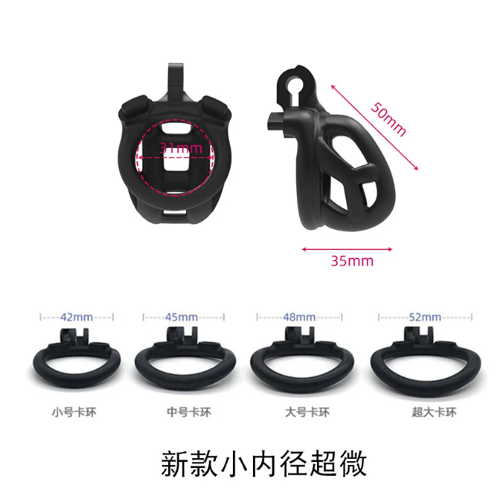 Male Penis Lock Chastity Cage with Lock and 4 Rings Resin Virginity for Men Breathable Cock Ring Penis Fetish Restrain Sexy Toys