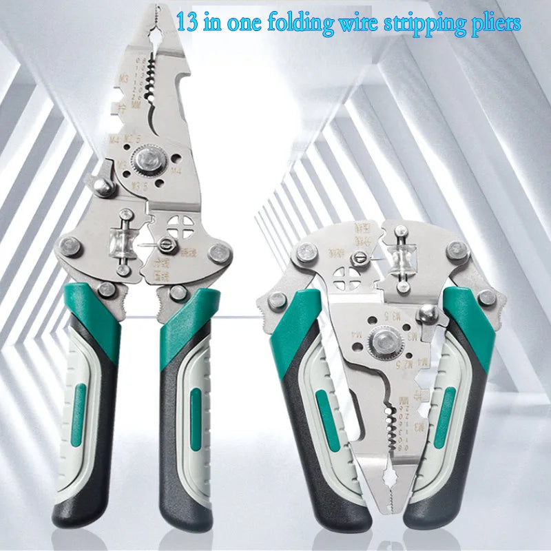 ZK Wire Stripping And Cutting Pliers, Multifunctional Folding Electrician Pliers, Line Branching And Crimping Pliers