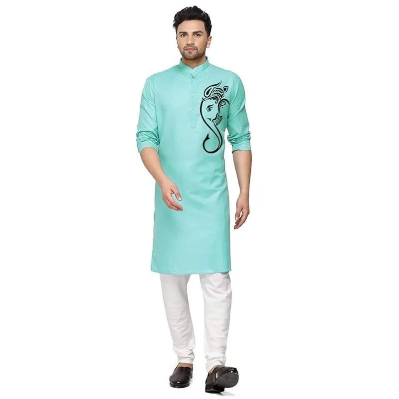 Men Digital Printed Kurta Shirt Regular Fit Mandarin Collar Long Suitable All Occasions Such Wedding Hari Raya National style