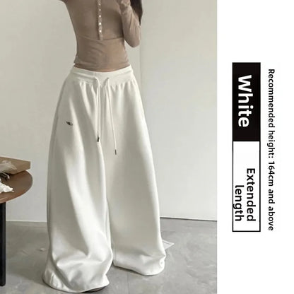 American Style Lazy Girl Sports Pants Women High Waist Loose Slimming Casual Wide Leg Pants Fall New Arrival Small Size