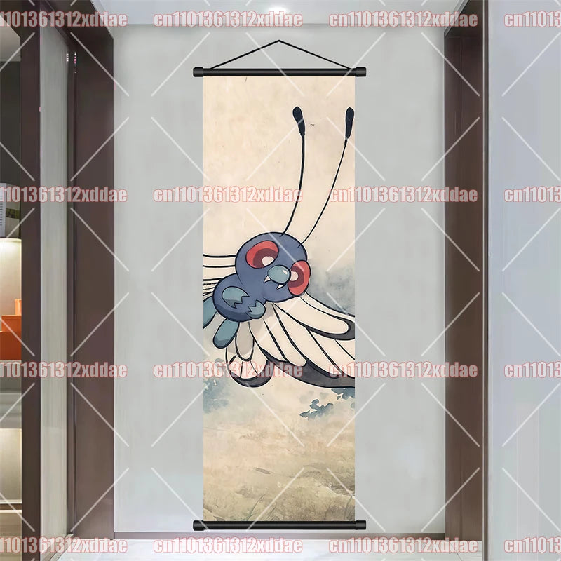 Pokémon Anime Poster Art Scroll Painting Rayquaza Pikachu Entei Squirtle Bulbasaur Gengar Snorlax Friends Children Holiday Gift