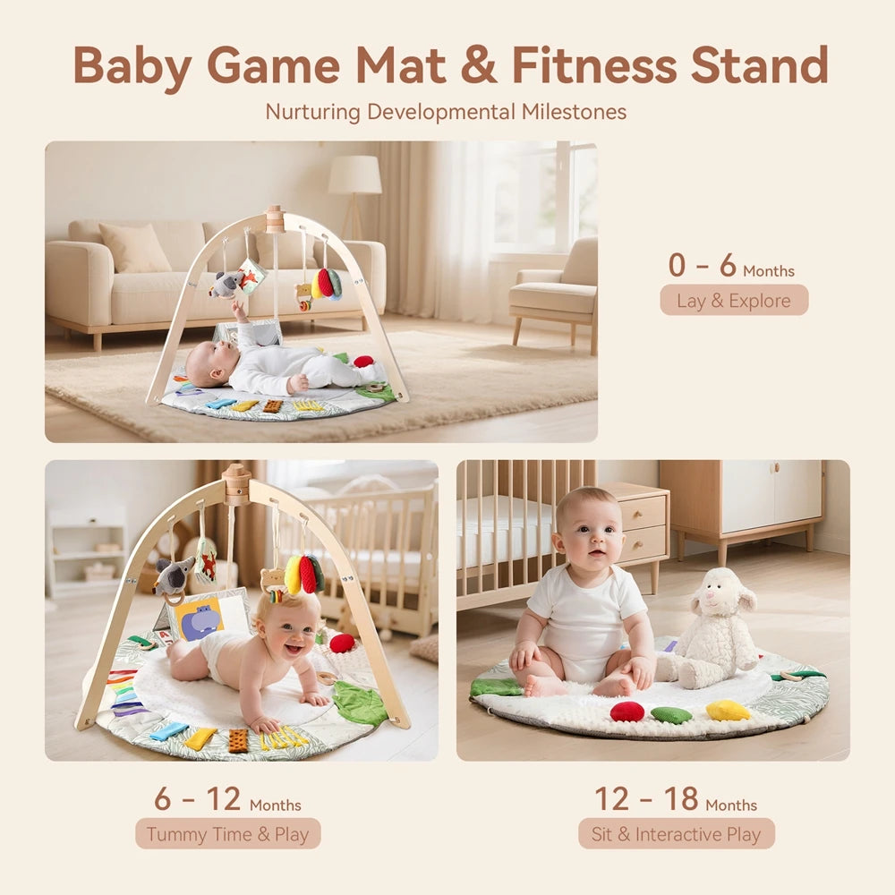 1Set Play Gym Frame Baby Activity Wooden Fitness Frames Play Gym Mobile Baby Accessories Rattle Toy Baby Room Decoration Newborn