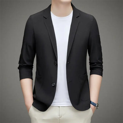 Men's Summer Thin Ice Silk Blazer Sunscreen Casual Jacket Lightweight Breathable Spring Summer Outerwear Single Suit Coat Top