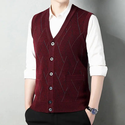 2025 Autumn Winter Men's Knitted Cardigan Vest Thickened Shawl Collar Button Casual Knitwear Stylish Korean Outdoor