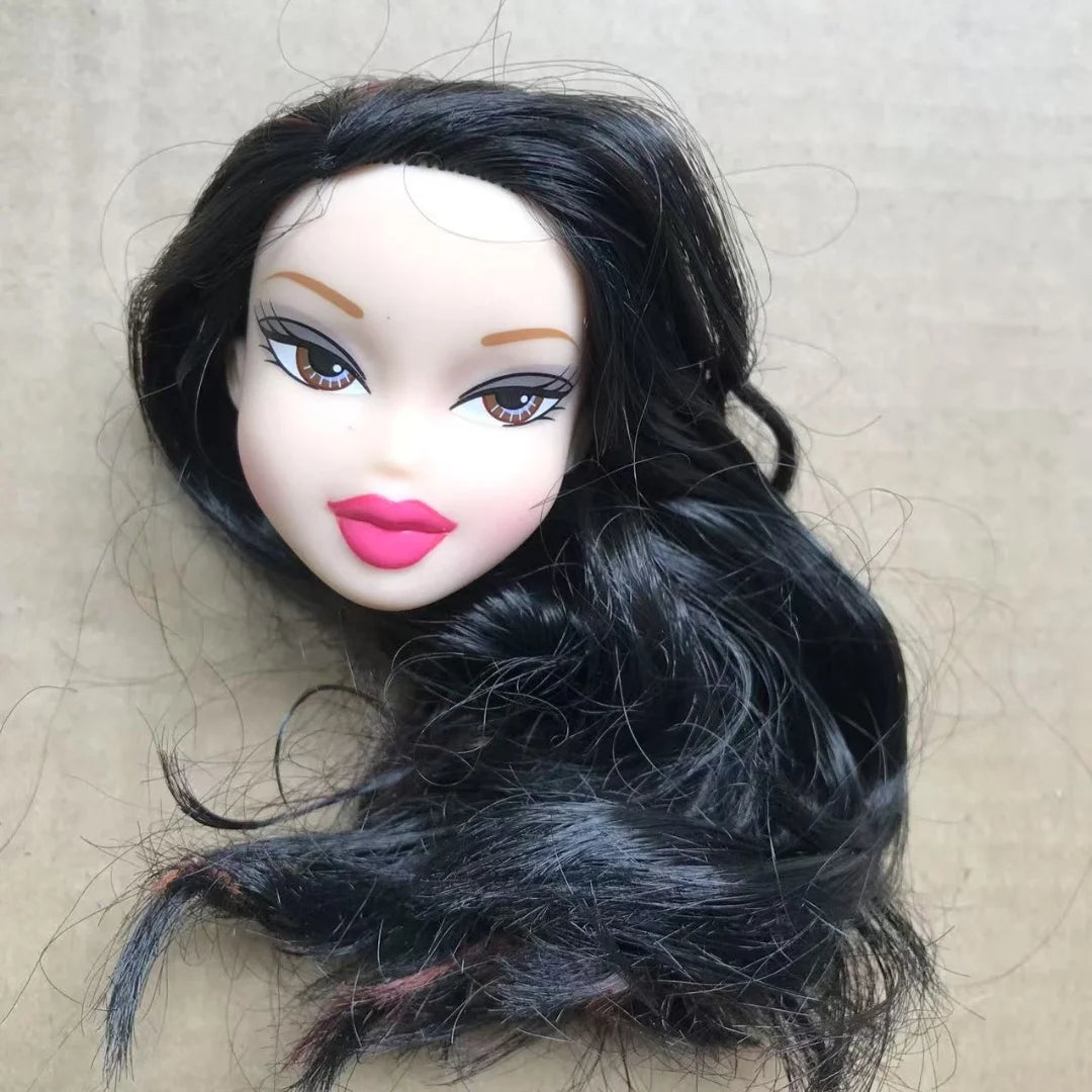 2001 Version Rare Face Doll Heads Classic Bratss White Brown Skin Colorful Hair Girl Boy Doll Parts for Collectors