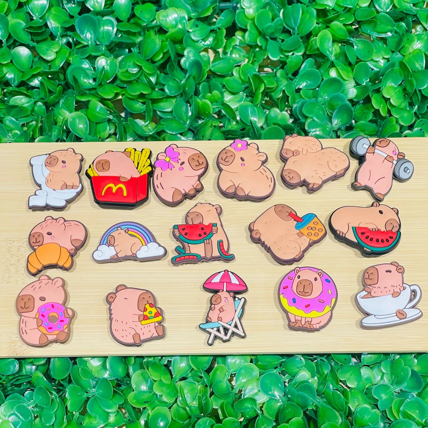 16PCS Cartoon Animal Capybara PVC Kids Shoes Buckle Charms Sandals Accessories Hole Slipper Ornaments DIY Bracelet Birthday Gift