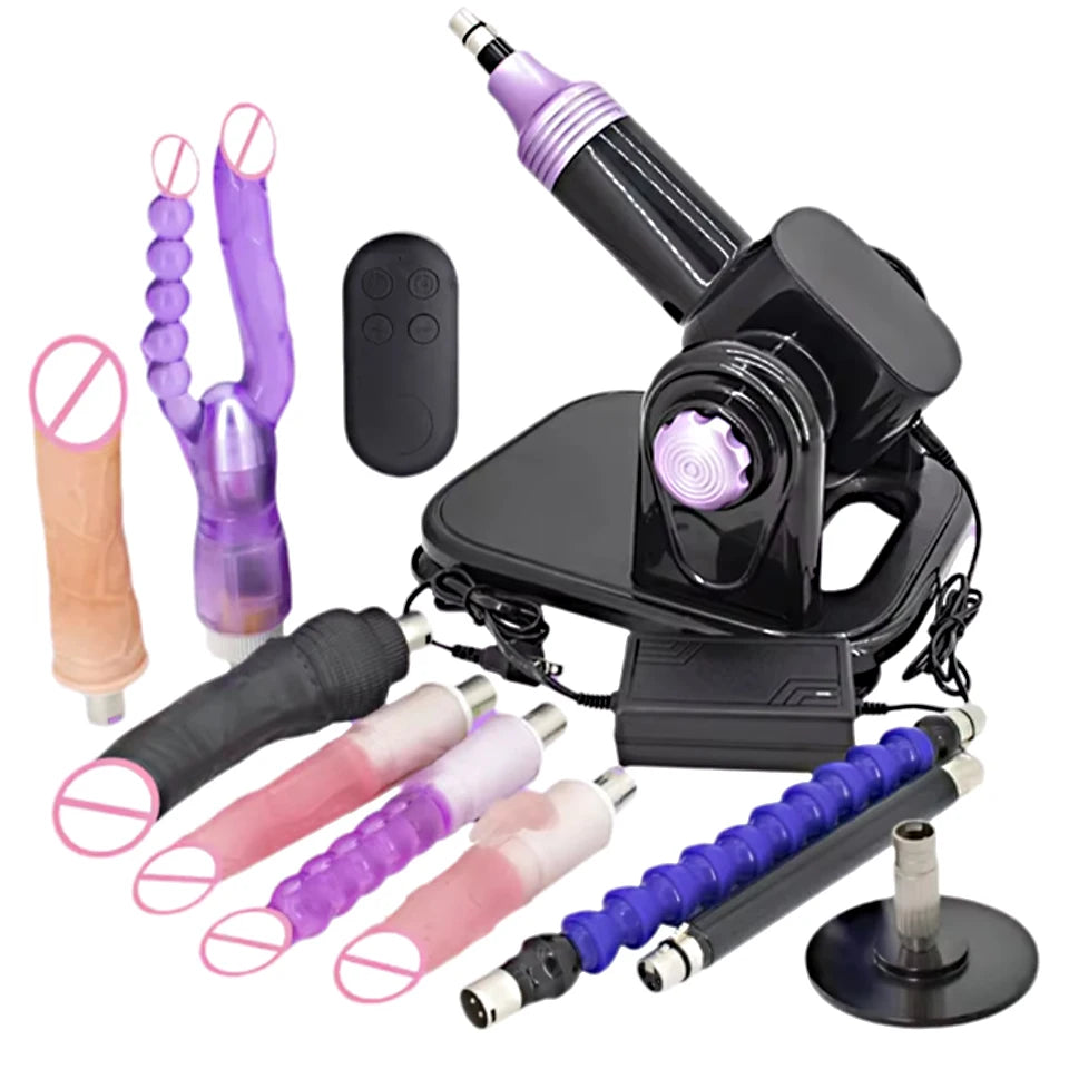 60W Automatic Sex Machine with Big Black Dildo for Women Love Machine Masturbation Pumping Gun for Couple Men Sex Toys