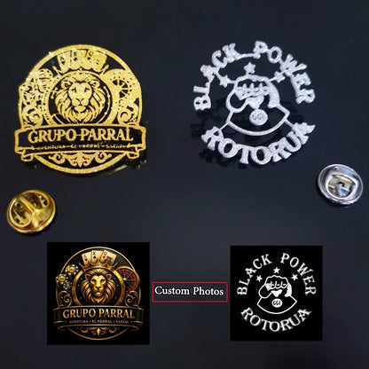 Custom Any Design/Logo/Text Brooch Laser Cutting Stainless Steel Pin Personalized Name Badge For Men Women Jewelry Gift