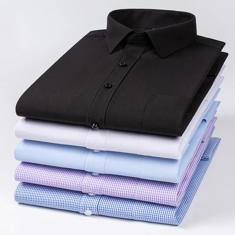 Men's High-quality Fashion Casual Print Plaid Stripe Long Sleeve Shirts Single Pocket Comfort Fit Business Formal Office Blouses