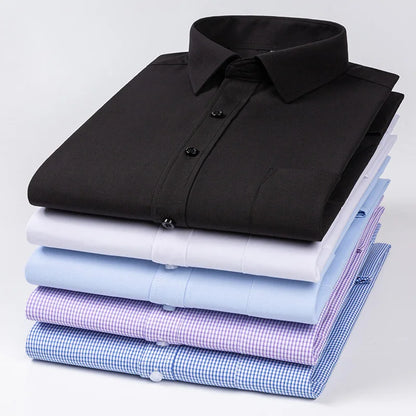 Men's High-quality Fashion Casual Print Plaid Stripe Long Sleeve Shirts Single Pocket Comfort Fit Business Formal Office Blouses