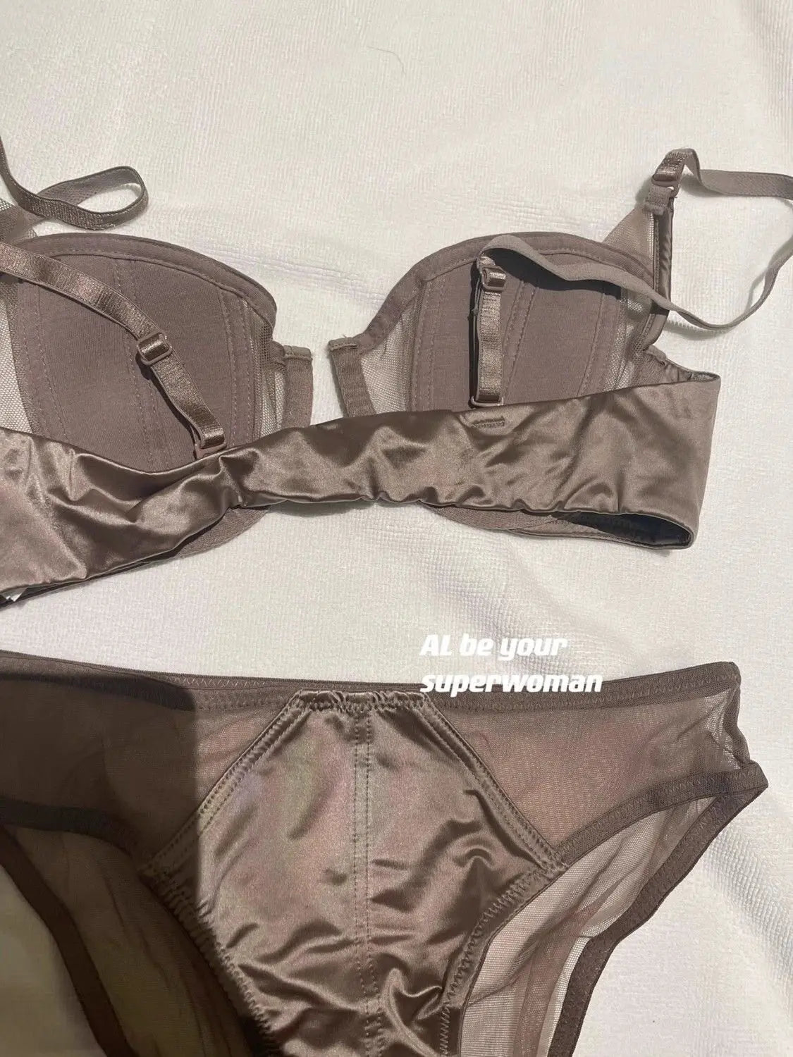 Front Fastening Push Up Bra Lingerie Set Sexy Satin Mesh Semi-Cup Underwired Lift Bra and Panty Set S-XL Size  Lingerie Sexy Set