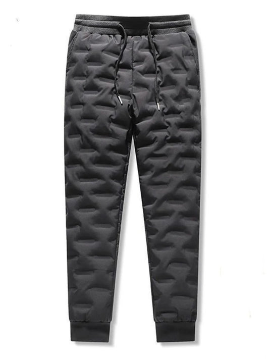 Men's down Fleece Lined Thick Warm Casual Pants Winter Outdoor Sports Windproof Trousers Youth Fashion City Commuting