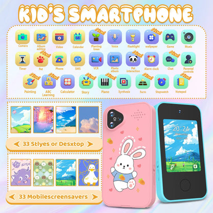 [Smart Phone] 2.8" Kids Smart Phone for Girls | Dual Camera| USB | 600mA battery| Game&Music&Alarm&Calculator，Kids Camera