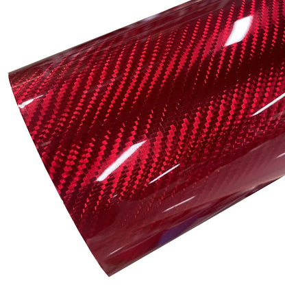 Premium PET Glossy 5D Chrome Red Carbon Fiber Vinyl Wrap Film DIY Self Adhesive Decal Sticker Motorbike Car Wrapping Foil