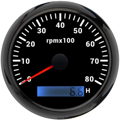 ELING 85mm Auto Marine Tachometer RPM Meter Gauge 3K 4K 6K 7K 8K REV Counter LCD Hourmeter with 7 Backlights 12V 24V