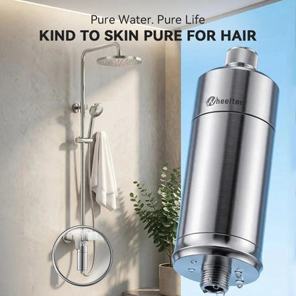 Wheelton Household Shower Water Filter - Filter Water Reduces Chlorine Heavy Metal  Sediment Improves Dry Itchy Skin & Hairloss