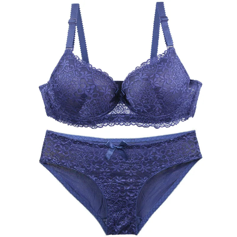 2025 New Sexy Bras Set 34/75 36/80 38/85 40/90 42/95 44/100 BC Cup Underwear For Women Push Up Bow Lingerie