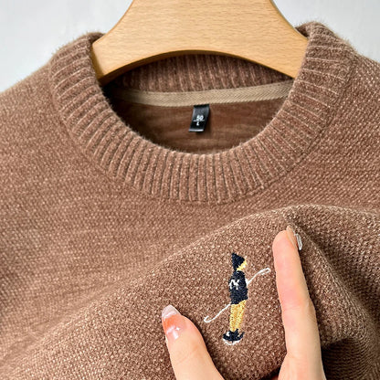 Luxury Quality Man Long-Sleeved Knitwear Round Neck Delicate Embroidery Spring New Sweater Leisure Warm Pullover Hot Men's Wear