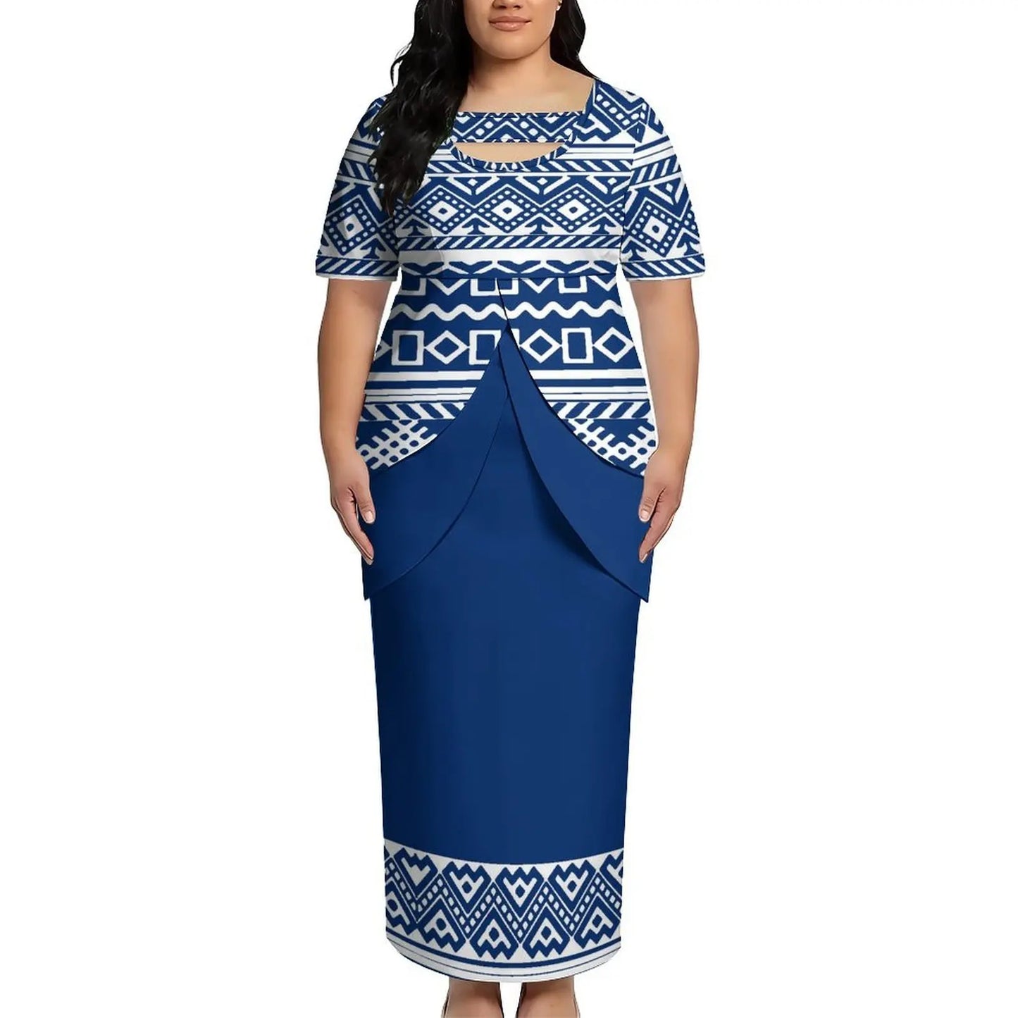 Puletasi New Design Short Sleeved Long Dress Customized Top And Skirt Knee Length Dress Party Top And Skirt Soft Fabrics