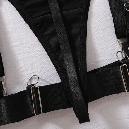 MUZISKAT 2024 New Strappy Cross Uniform Bondage Lingerie Garter Set Gothic Sexy Costume Festival Orgy Erotica four-piece Set