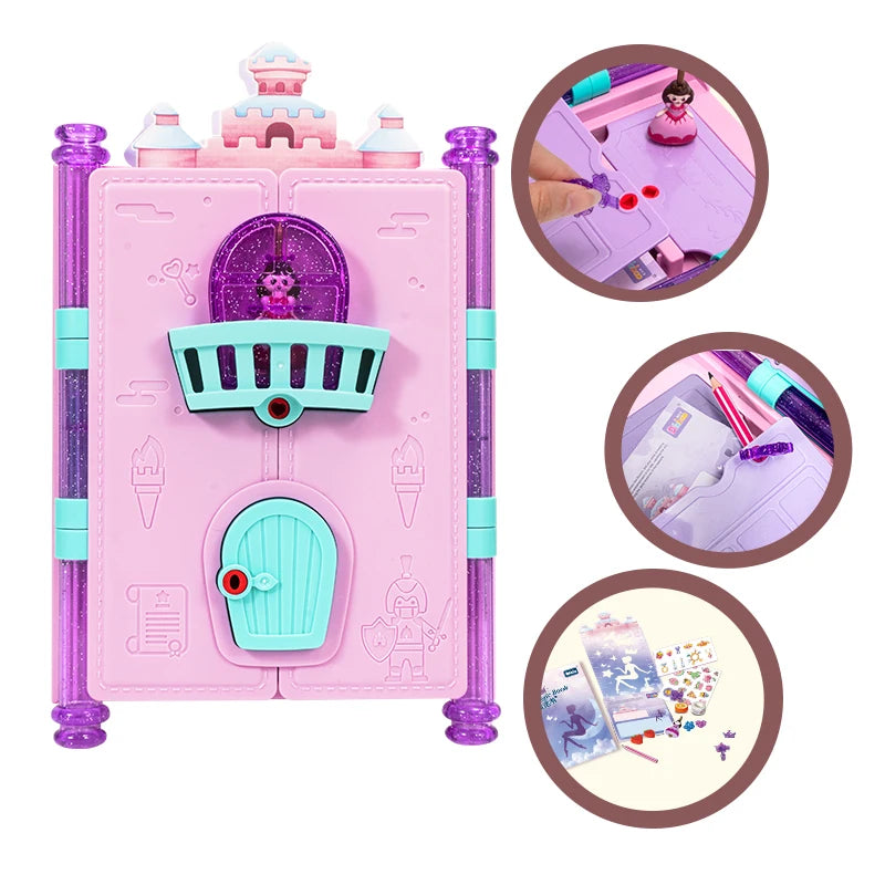 Princess Magic Book Girls Diary Toy With Lock Keys Pencil Sharpener Eraser Sticker Education Supplies Toy Gift for Kid Girl