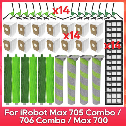 Fit For ( iRobot Romba Max 705 Combo / 706 Combo / Max 700 Series Combo ) Main Side Brush, Filter, Roller Mop, Dust Bag Part