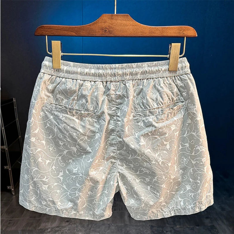 MWJLPWQ 2026 Summer New Cotton Camouflage Casual Shorts For Men Full Printed Drawstring Versatile New Trendy Beach Pants 16355