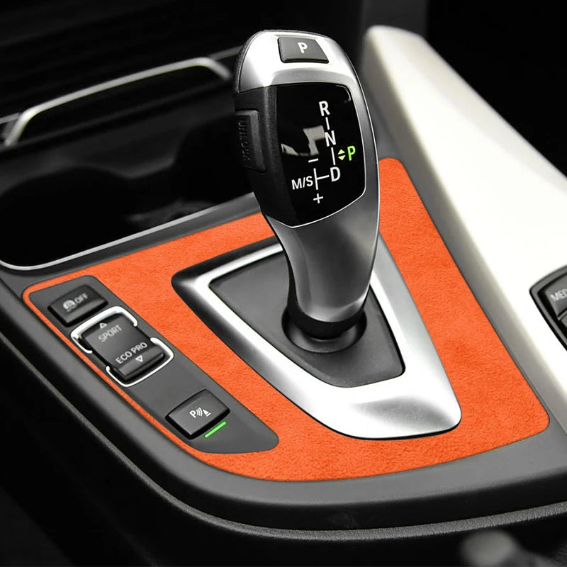 For BMW F30 F34 F36 Gear Shift Control Panel Trim Frame Decorative Sticker Made of Alcantara Car Interior Tuning Accessories
