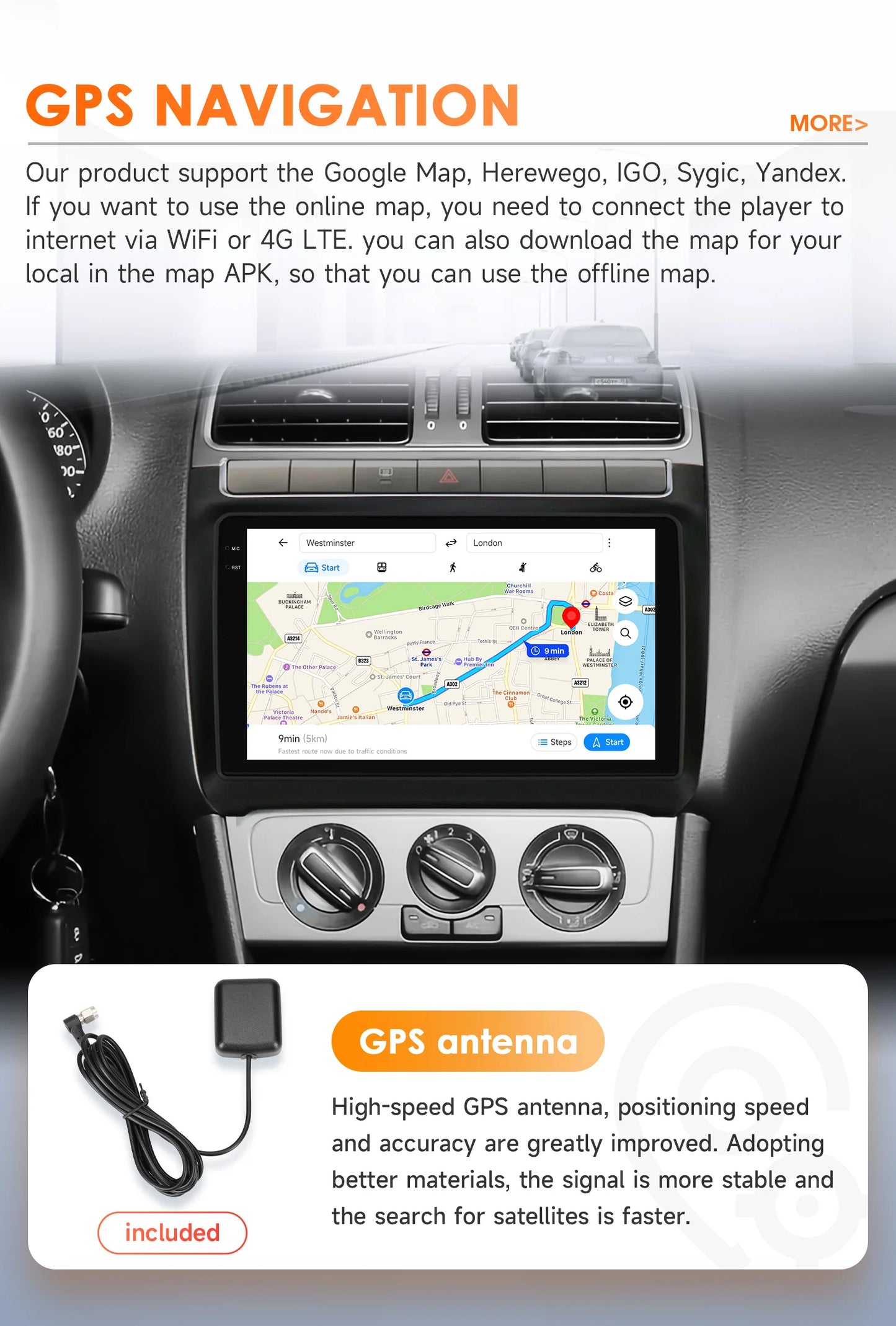 Hizpo 9" Car Radio Carplay for Volkswagen Polo 5 2008 - 2020 Smart Player Wireless Android Auto GPS Navigation BT 6115 WiFi 4G