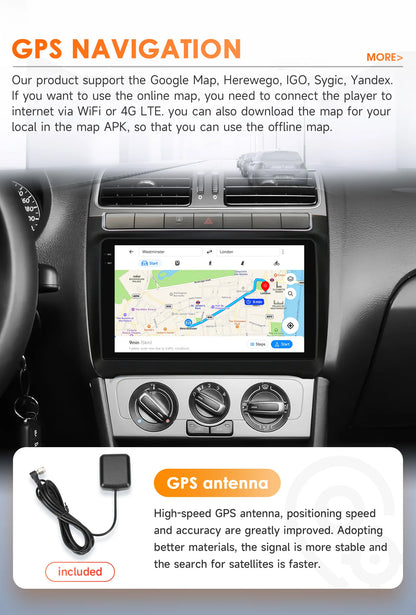 Hizpo 9" Car Radio Carplay for Volkswagen Polo 5 2008 - 2020 Smart Player Wireless Android Auto GPS Navigation BT 6115 WiFi 4G