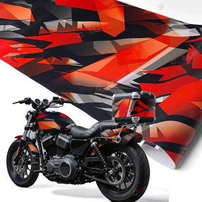 Geometry Car Wrapping Vinyl for Motorcycle Vinyls Camouflage Disruptive Pattern Red Wrap Foil Car Body Films Auto Stickers Tools