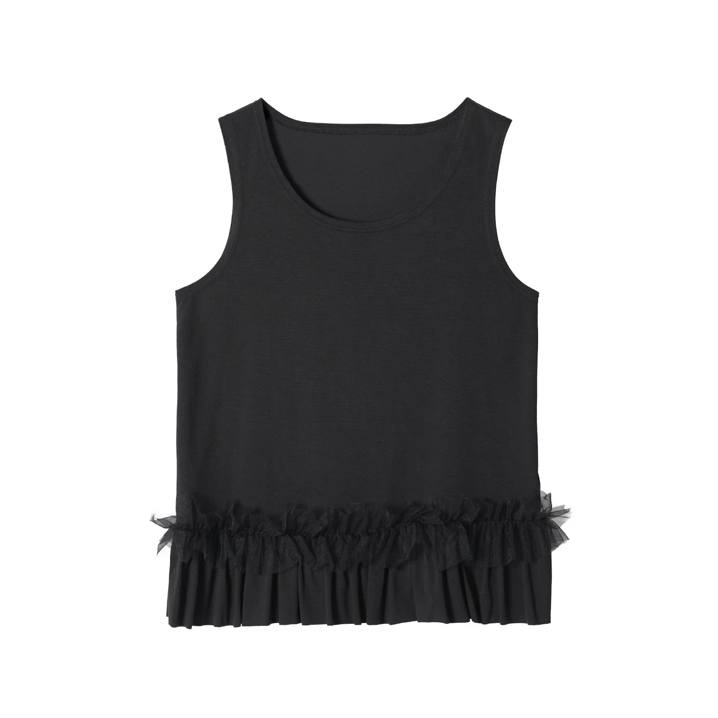 Black Mesh Spliced Vest Minimalist & Versatile for Daily Commute Sweet & Cool Slim-Fit Top 255105