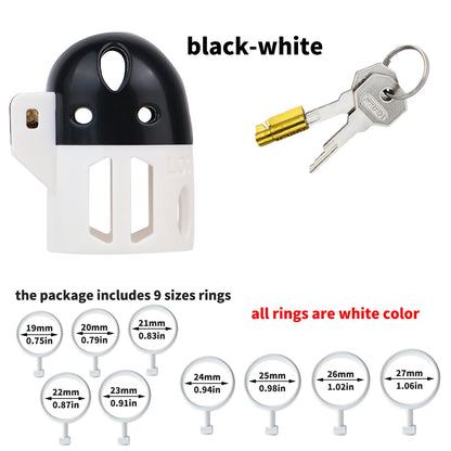 FRRK ABS Mixed Color Male Chastity Cage Lightweight Breathable Hollow Straight Plastic Cock Lock No Base Rings Ergonomic Design
