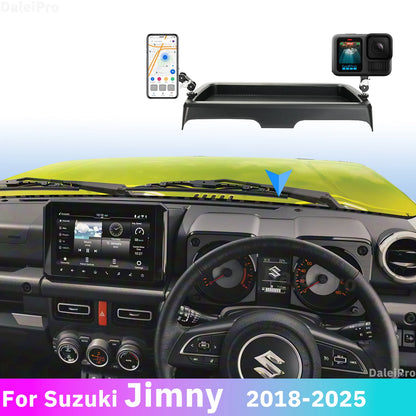 Double Car Phone Holder With Storage Box Base Magsafe Wireless Charger Phone Mount For Suzuki Jimny 2018-2024 2025 JB64 JB74