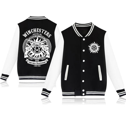 New Supernatural Printed Baseball Jacket Women Men Outdoor Long Sleeves Hip Hop Personality Fashion Sweatshirt Y2K Jersey Coat