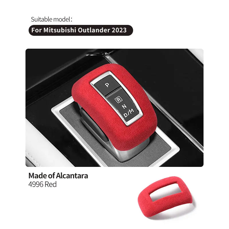 Made of Alcantara For Mitsubishi Outlander 2023 Car Gear Shift Boot Cover Trim Sticker Anti Scratch Interior Tuning Accessories
