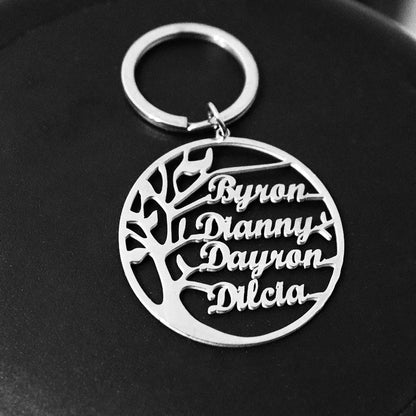 Life Tree Custom Family Names Keychain Stainless Steel Personalized With Family Members Namplate Birthday Jewelry For Men Women