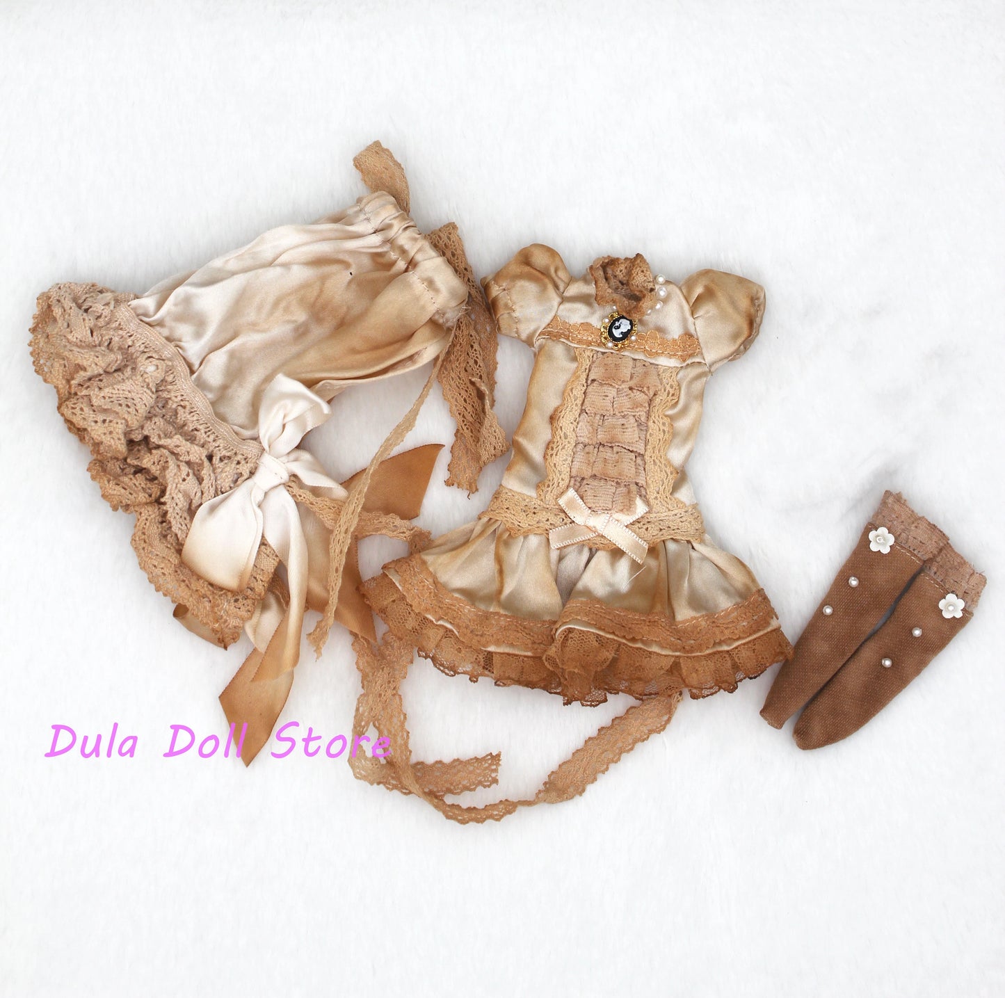 Dula Doll Clothes Dress Vintage Tea Dyeing Skirt Blythe Qbaby OB24 OB22 Azone Licca ICY JerryB 1/6 Doll