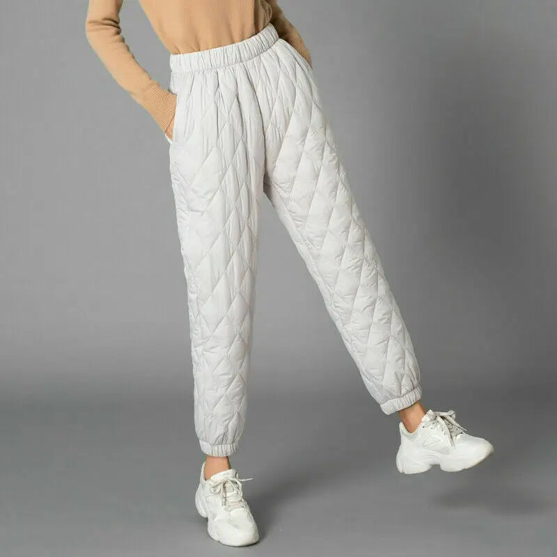 2025Women Winter Down Cotton Pants Large Size Thicked Thermal Quilted Cotton Trousers Middle Aged Elderly Mama Warm Pants M-3XL