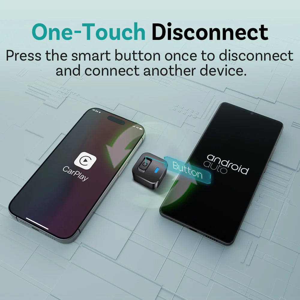 Ottocast Express Mini Dot Wireless Carplay Adapter Android Auto Dongle Wired to Wireless WiFi 6 Plug & Play for Audi Kia